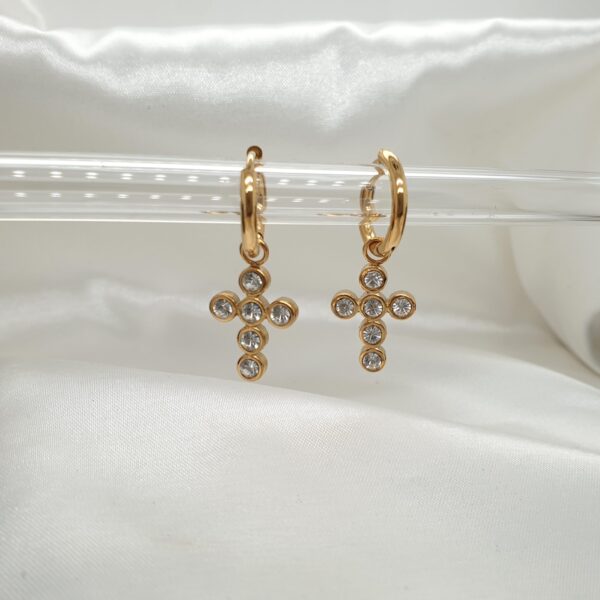 Bling Gold Cross Earrings