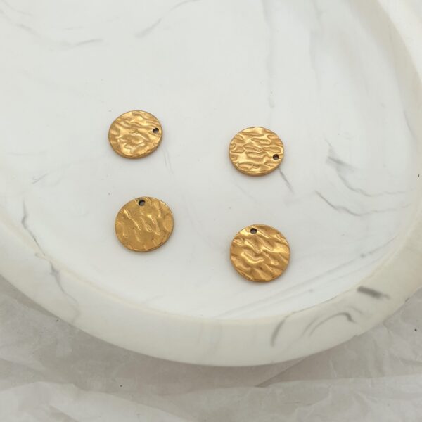 Textured Gold Disk Charm