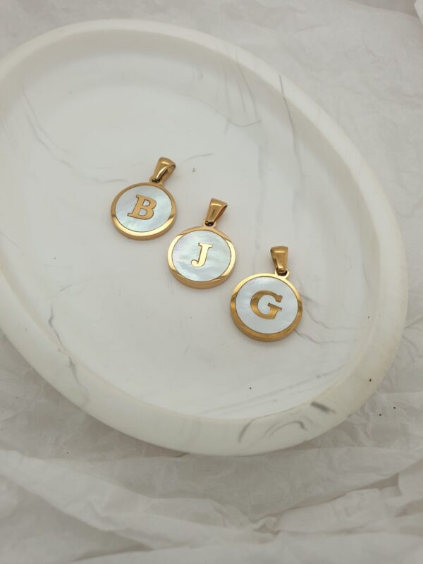 Mother of Pearl Disk Initial