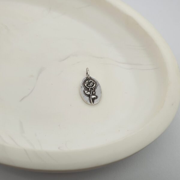 Silver Rose Disk Charm