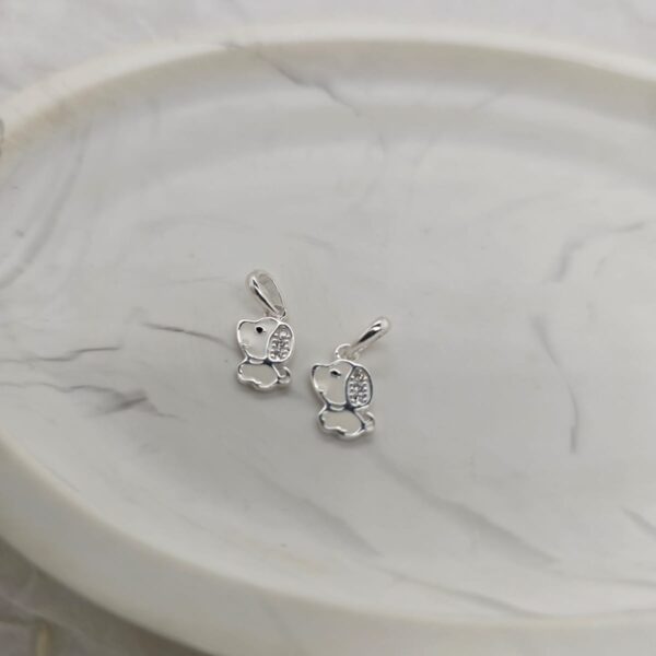 Silver White Dog Charm