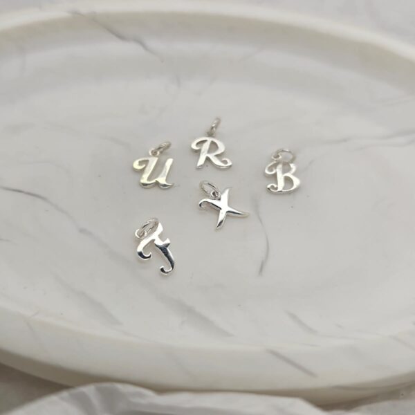 Silver Cursive Initial Charm