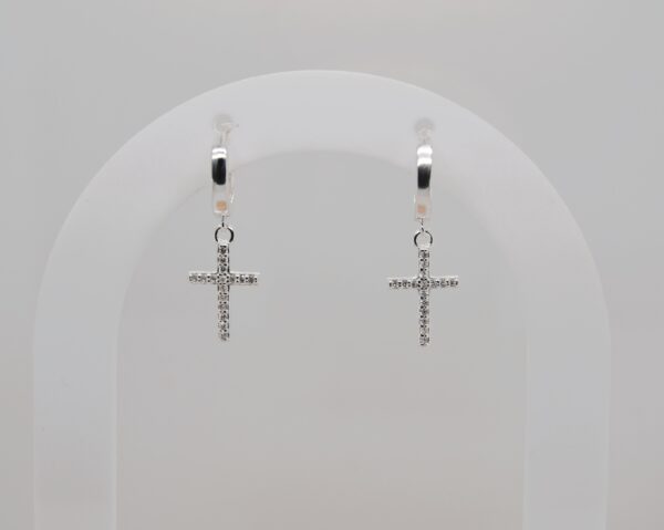Hanging Bling Cross Earrings