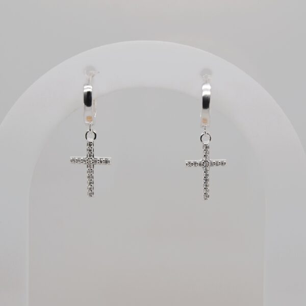 Hanging Bling Cross Earrings