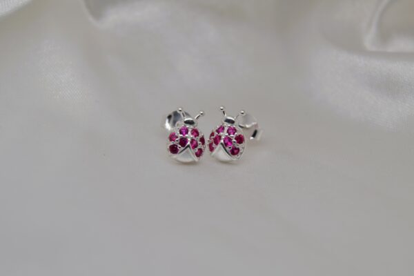 Silver Ladybug Studs