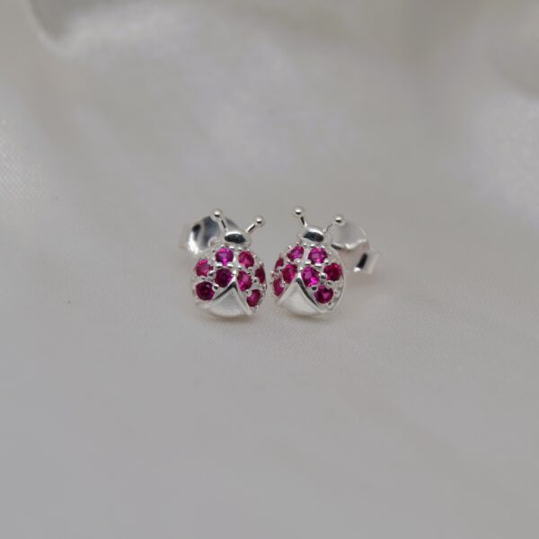 Silver Ladybug Studs