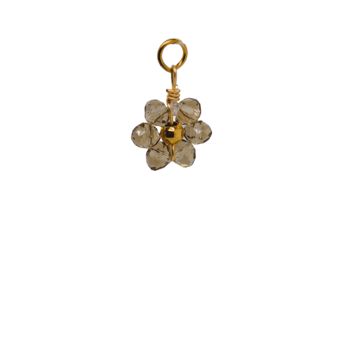 Grey Beaded Flower Charm
