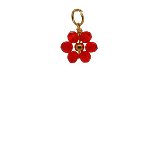 Red Beaded Flower Charm