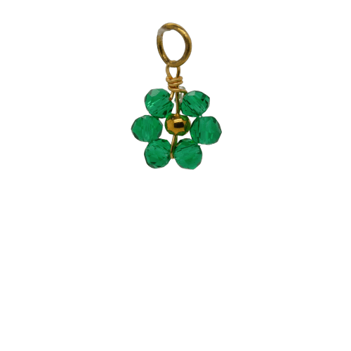Green Beaded Flower Charm
