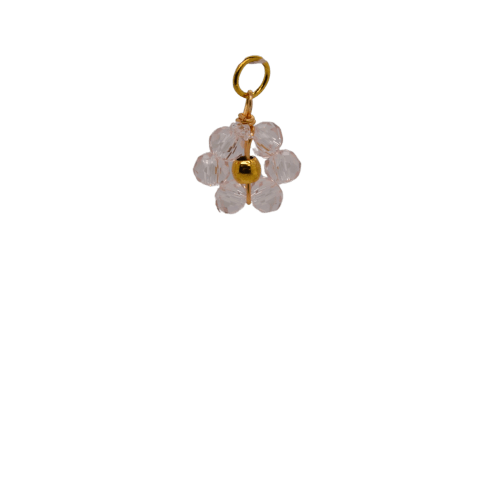 White Beaded Flower Charm