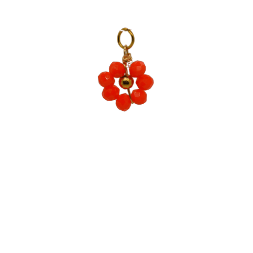 Orange Beaded Flower Charm