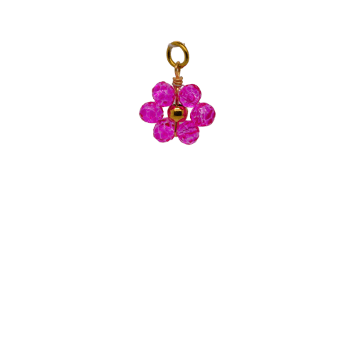 Pink Beaded Flower Charm