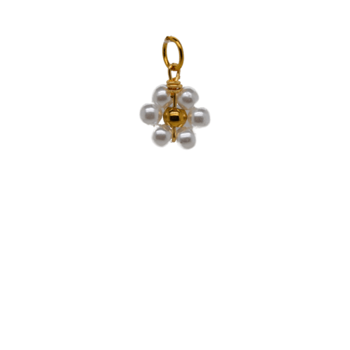 White Beaded Flower Charm