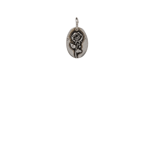Silver Rose Disk Charm