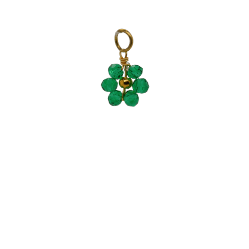 Green Beaded Flower Charm