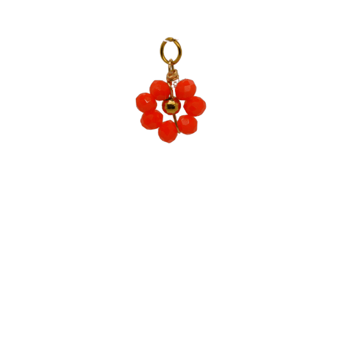 Orange Beaded Flower Charm