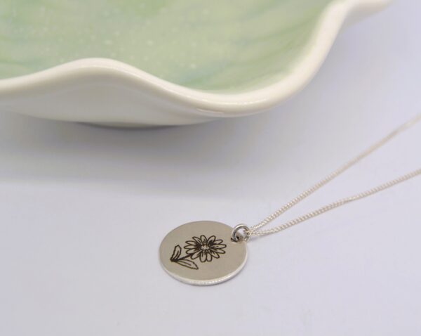 Silver Birth Month and Flower Necklace