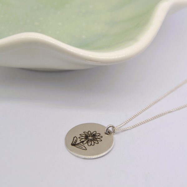 Silver Birth Month and Flower Necklace