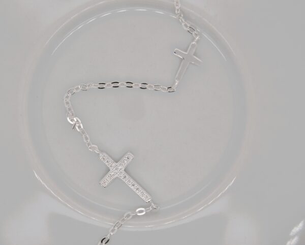 Silver Double Cross Bracelet