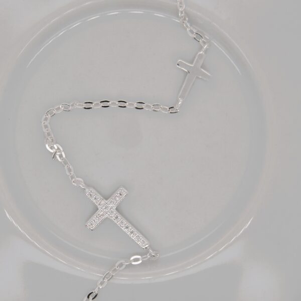 Silver Double Cross Bracelet