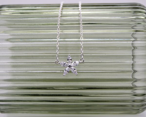 CZ Flower Silver Necklace