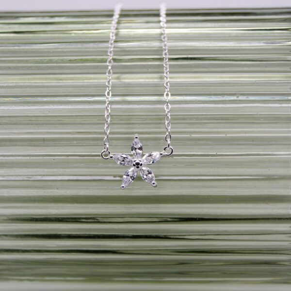 CZ Flower Silver Necklace