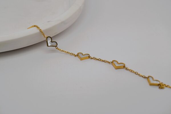 Gold With White Heart Bracelet