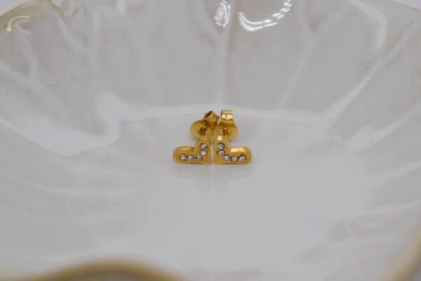 Gold Bling Heart Stud