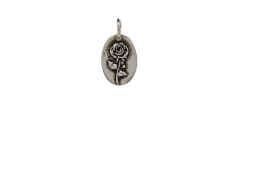 Silver Rose Disk Charm