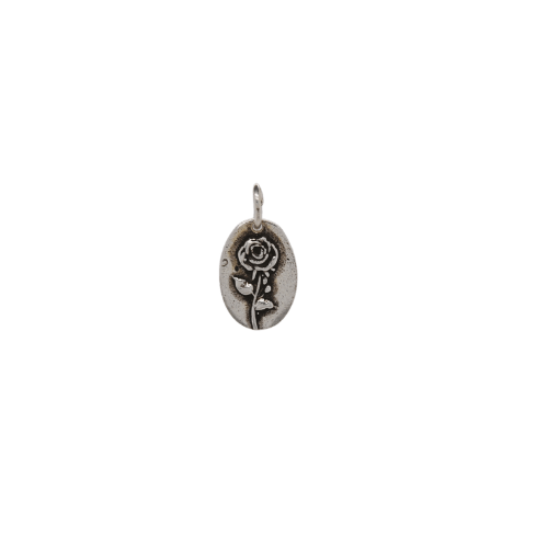 Silver Rose Disk Charm