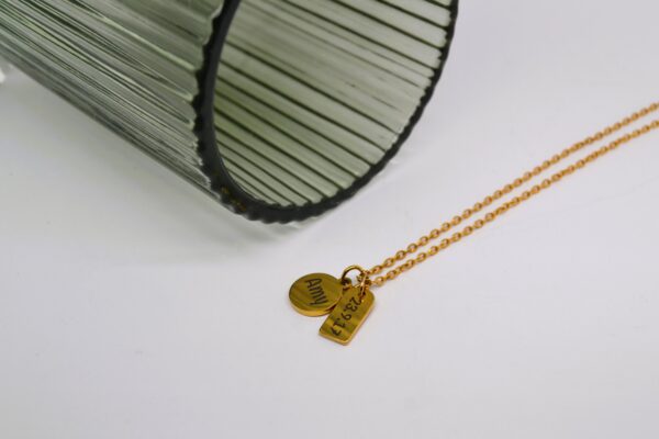 Gold Name and Date Necklace