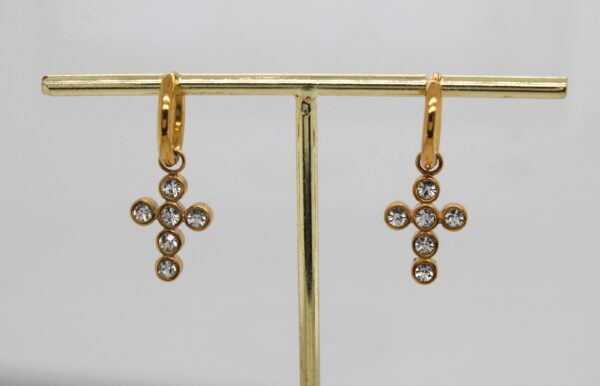Gold Bling Cross Earrings