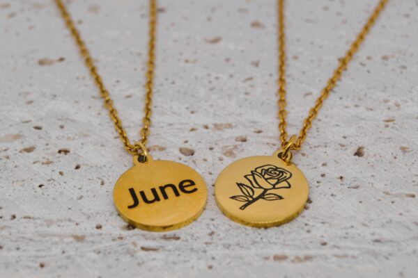 Gold Birth Month and Flower Necklace