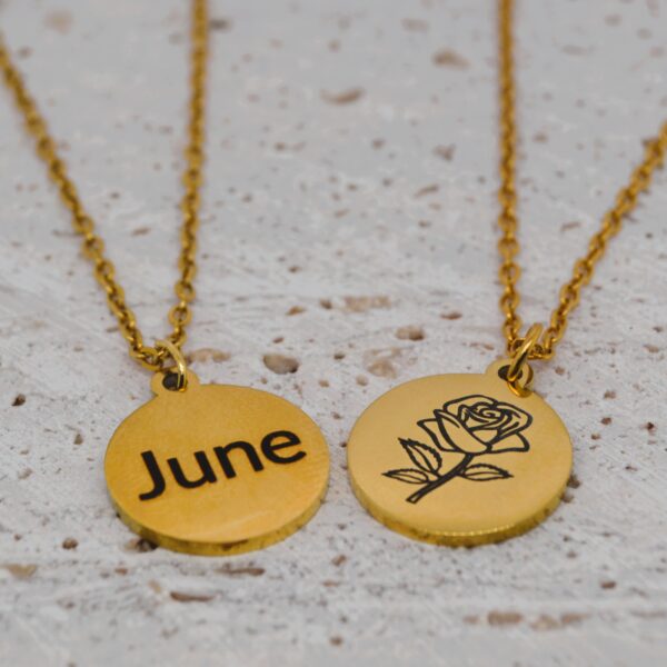 Gold Birth Month and Flower Necklace