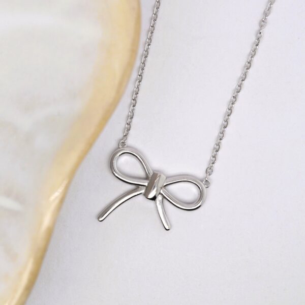 Silver Bow Necklace