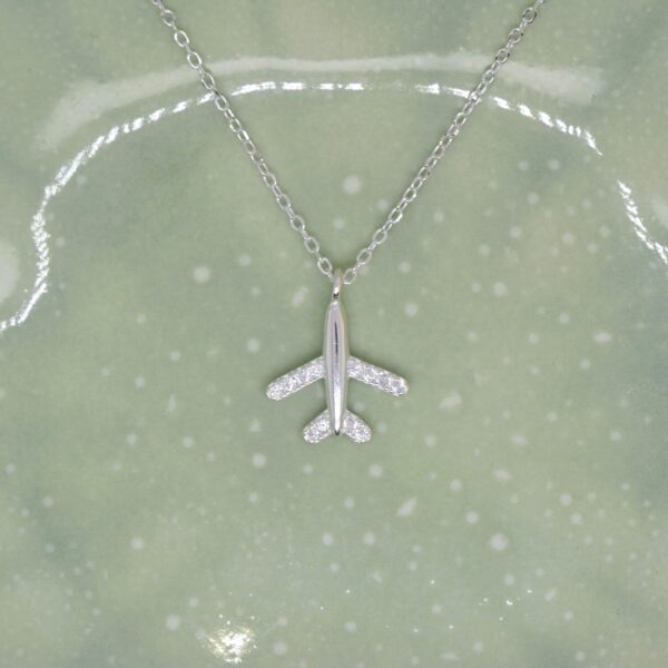 Silver Bling Plane Necklace
