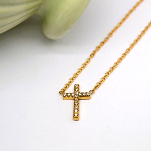 Gold Cross Connector Necklace
