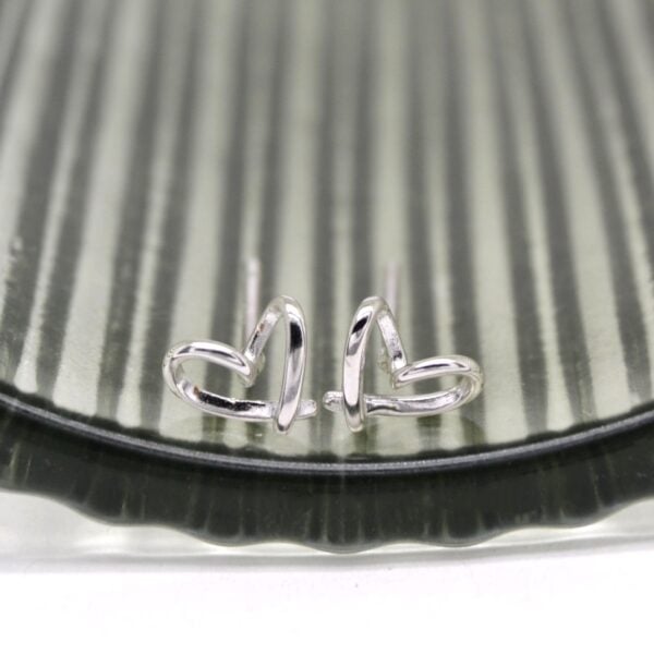 Cut-out Heart Silver Studs