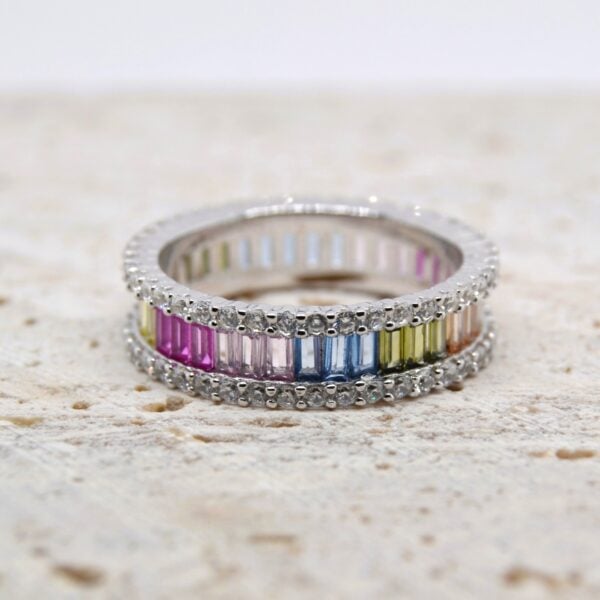 Trinity Color Baguette Ring