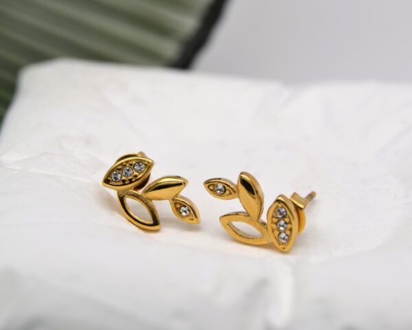 Leafy Gold Studs