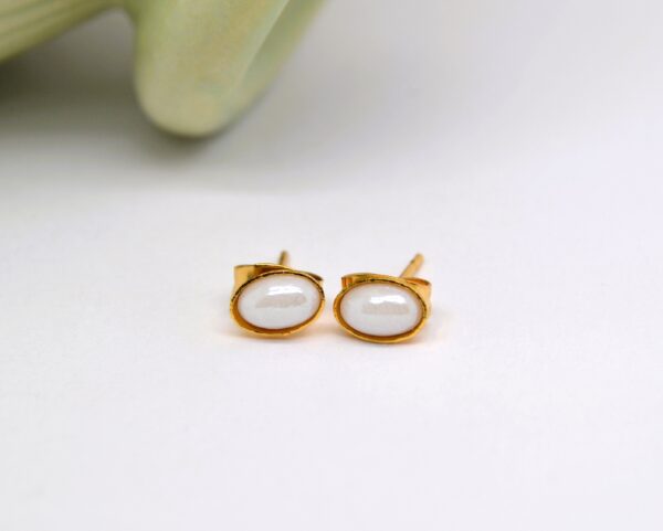 White Oval Studs