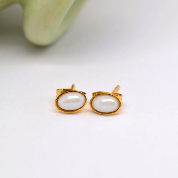 White Oval Studs