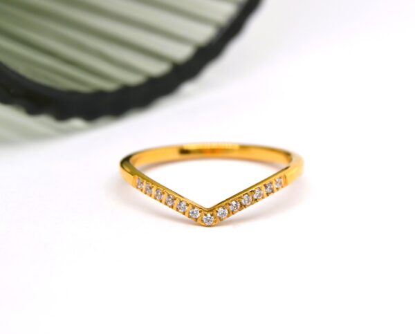 Gold Bling Wishbone Ring
