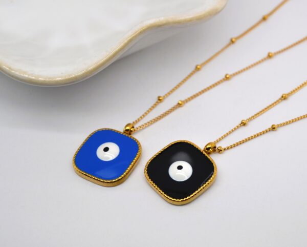 Square Gold Evil Eye Necklace