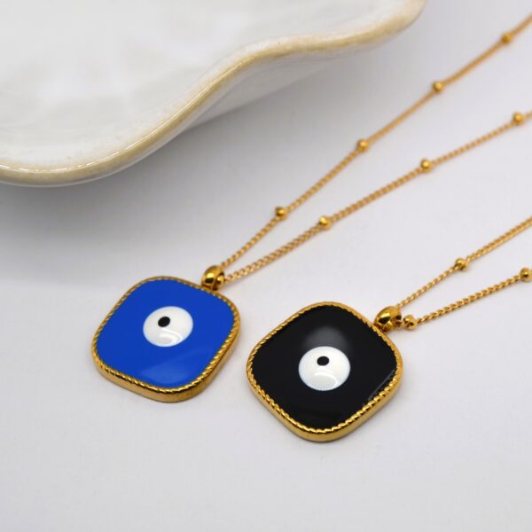 Square Gold Evil Eye Necklace
